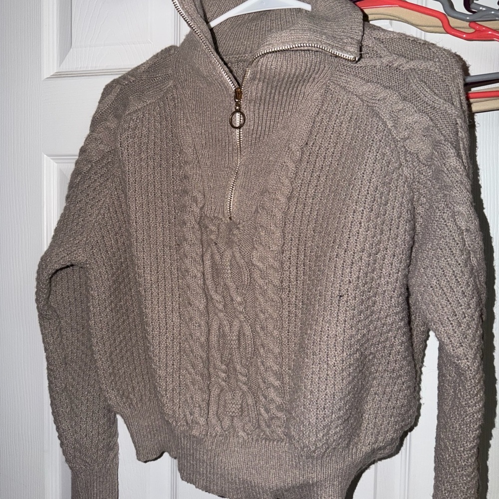 SHEIN Brown Cable Knit Sweater